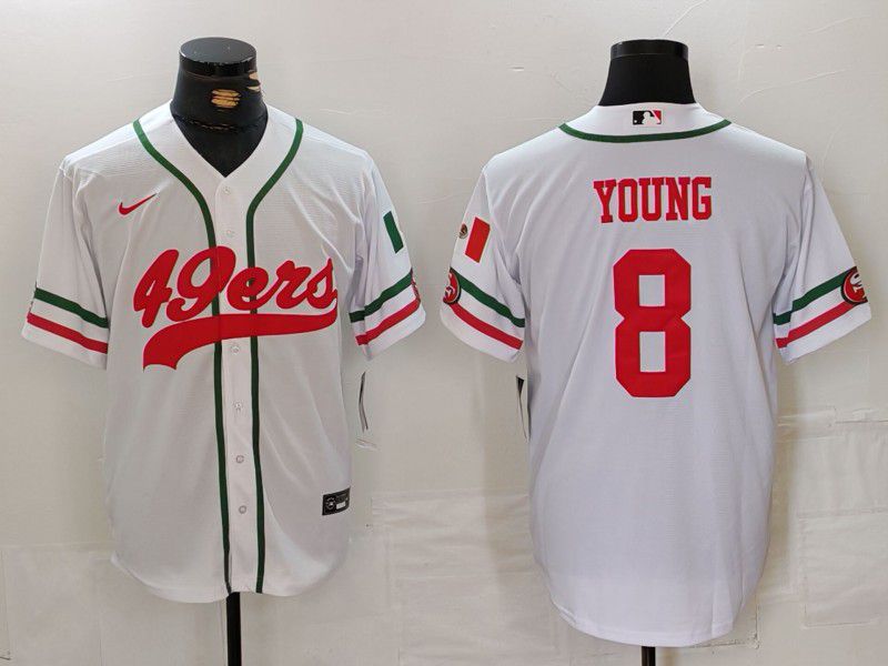 Men San Francisco 49ers 8 Young White Joint Name 2024 Nike Limited NFL Jersey style 1